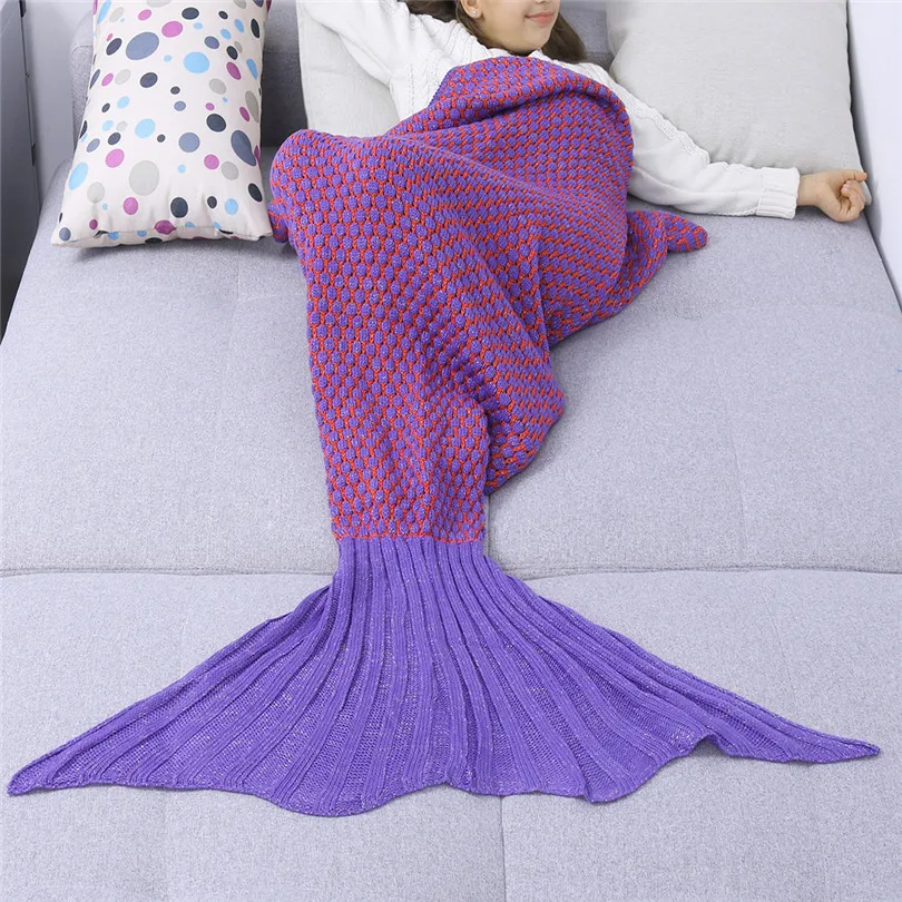 Горячие Продажи Супер-Мягкой Крючком Хвост Русалки Одеяло Вязание Дети Диван