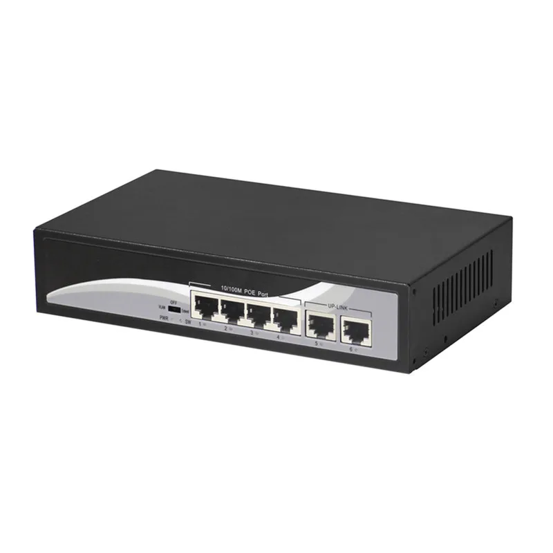 Сетевой коммутатор KuWfi 48 в POE 6 портов 10/100 Мбит/с с 4 портами и 2Uplink Ethernet для