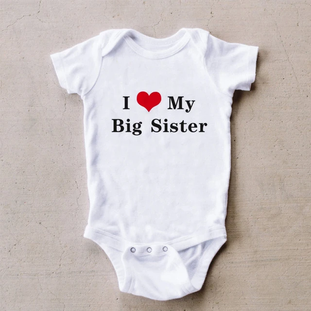 Футболки с надписью I Love My Big Sister (старшая сестра) Детские комбинезоны Одежда для