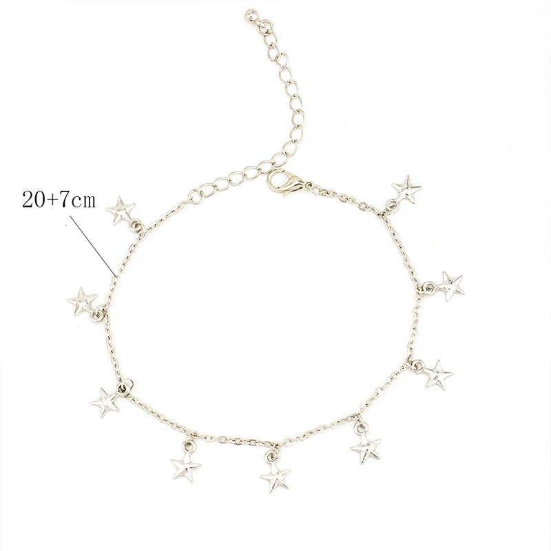 1 шт. женские классические звезда цепи Tassel Pendant Серебристый браслет на ногу Модные