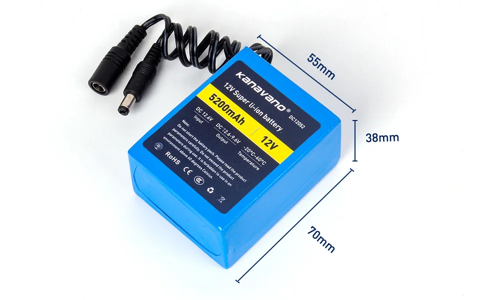 Kanavano 12v 5200mAh 18650 литий-ионная аккумуляторная батарея для камеры видеонаблюдения и 12,6 V 1A зарядное устройство