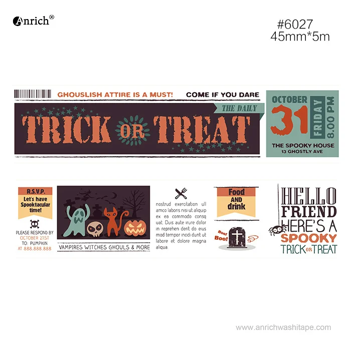 

Free Shipping and Coupon washi tape,Anrich washi tape 16 patterns of Halloween series,#6012-6027