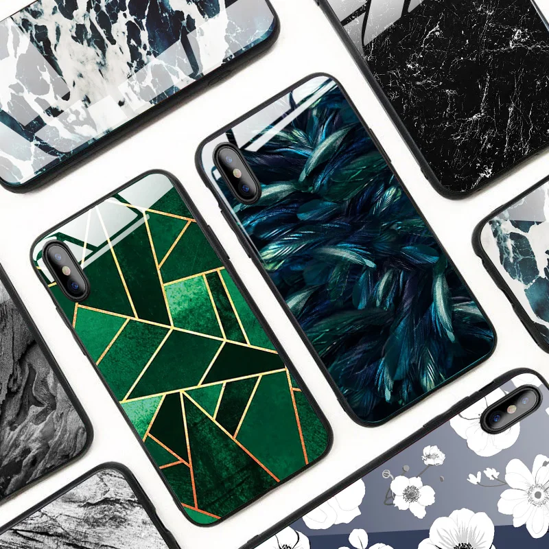 Чехлы для телефонов iPhone XS Max X XR чехол из закаленного стекла и мрамора 8 7 Plus 6 6s 8Plus