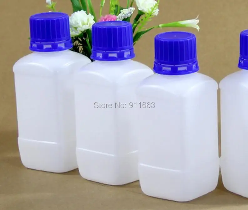 

250 ml 4pcs! HDPE medical plastic liquid bottles with burglarproof caps for chemical reagent -HDPE materia