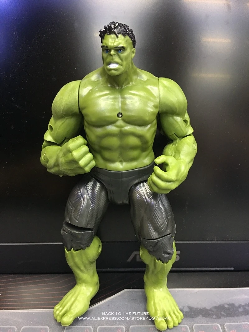 Disney Marvel Avengers 17cm Figure Super Heroes Iron Man Hulk Thanos Flashing Light Chest PVC Action Figures Toys for children | Игрушки и