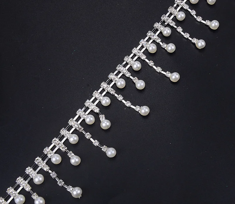 1 ярд/партия модные свадебные жемчужные стразы с бахромой украшения Висячие