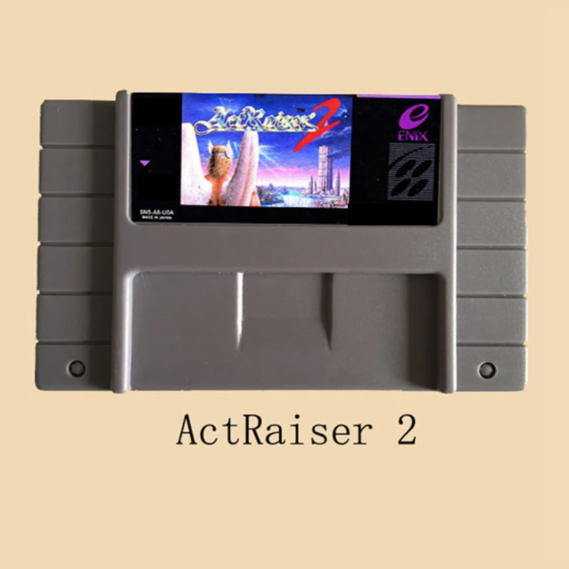 

16-битная большая серая игровая карта Act Raiser 2 для игроков в США NTSC