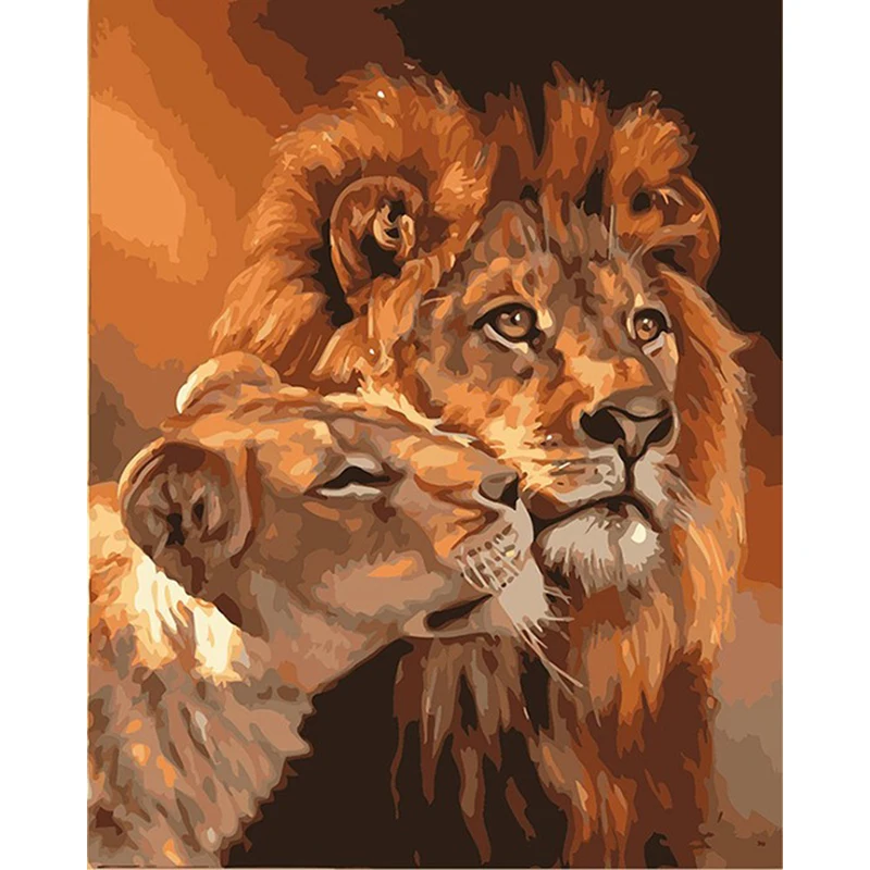 

Big And Small Lion Animal DIY Digital Painting By Numbers Modern Wall Art Canvas Painting Unique Gift Home Decor 40x50cm