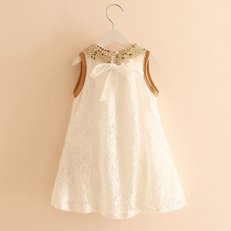 Платье принцессы для девочек 2020 Новое модное летнее кружевное платье без рукавов