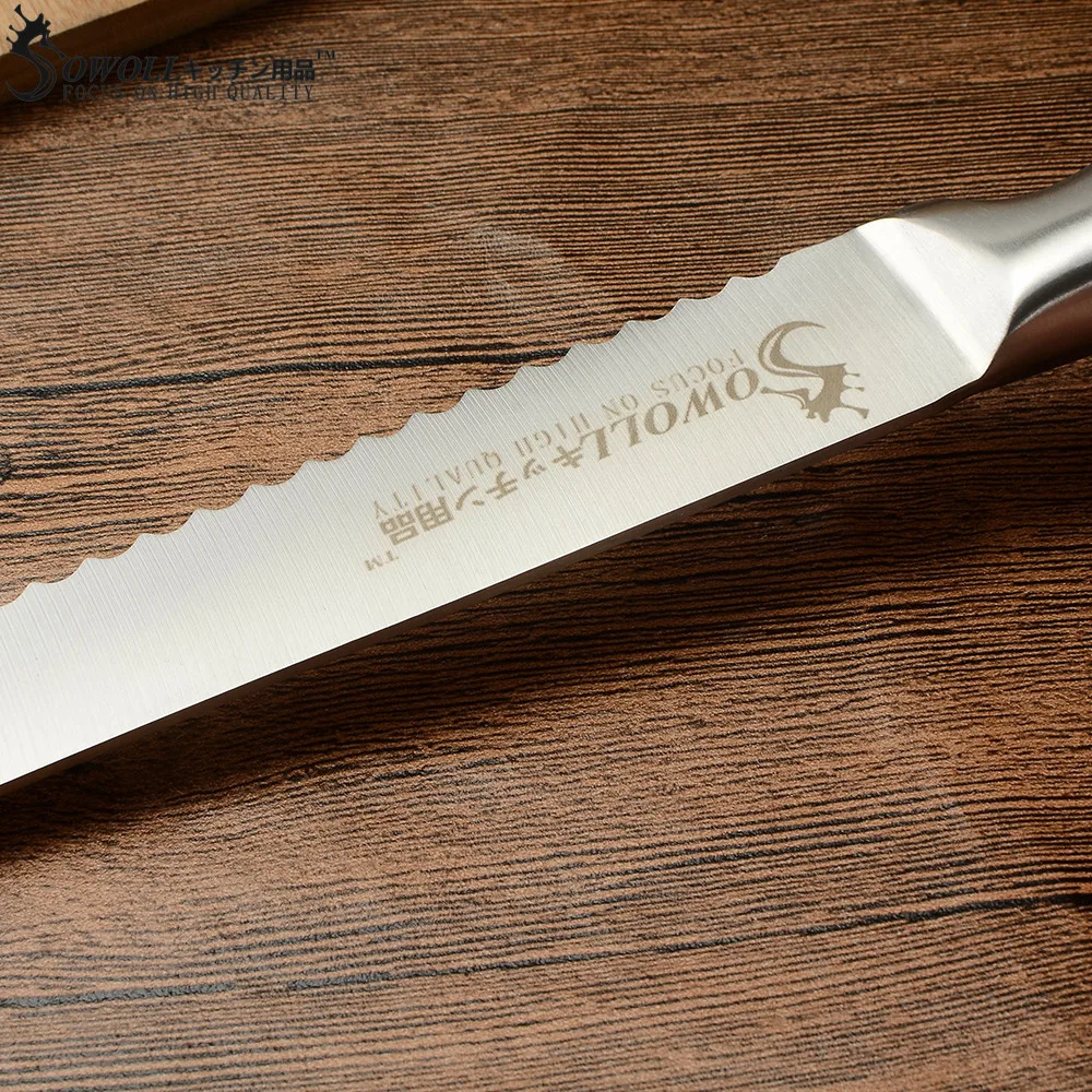 SOWOLL бренд кухонные ножи Chef нарезки хлеба Обстрагывая утилита нож Santoku 6 шт. набор