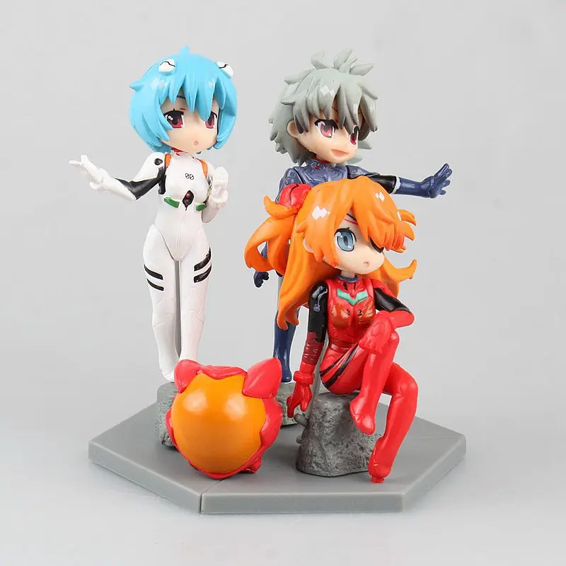 3 шт./лот, неоновые фигурки Genesis Evangelion EVA, игрушки Ayanami Rei Asuka Langley Soryu Nagisa Kaworu Q Version, модель куклы для детей