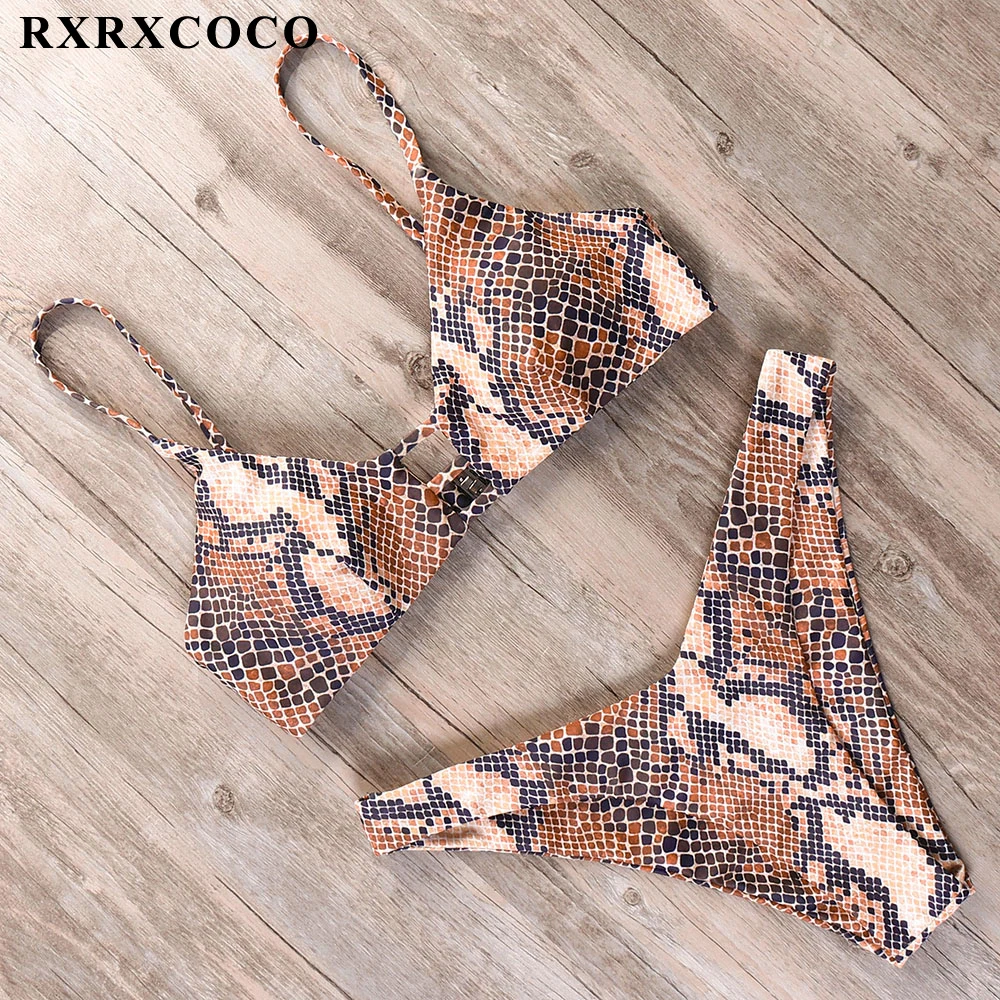 RXRXCOCO бикини 2019 сексуальные стринги женский купальник пуш ап Бразильское змеиный