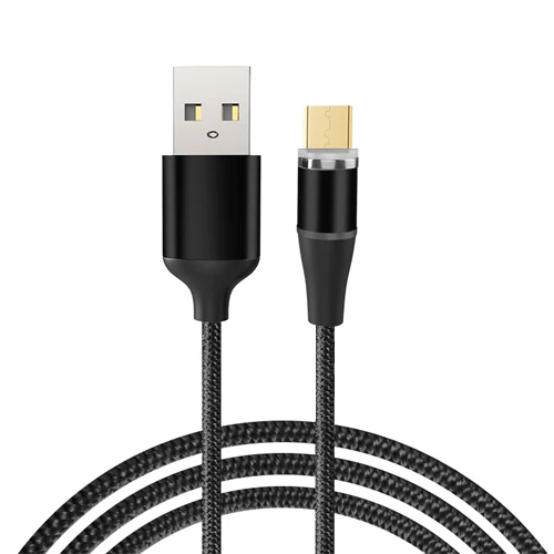 Магнитный USB кабель VOXLINK 1 м светодиодный для iPhone Xs 6 7 и USB TypeC кабель и Micro USB нейлоновая оплетка для samsung Xiaomi huawei LG USB C - Цвет: Black  for Micro
