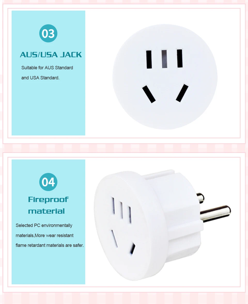 AUKTION Universal EU Plug Adapter Euro Converter US AU CN To EU Plug Wall Charger Travel Adapter 2 Round Pin AC 10A 100V-250V