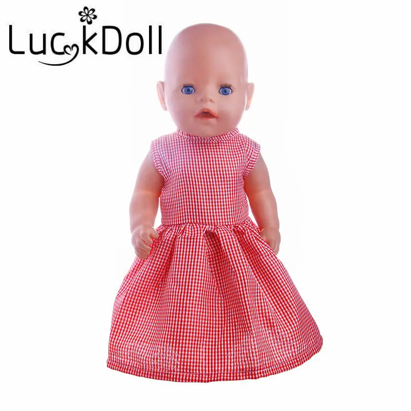 Платье LUCKDOLL без рукавов с цветным принтом для кукол 43 см или 18 дюймов аксессуары