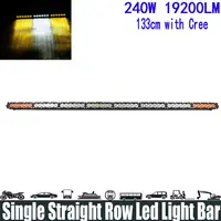 240W 50" White Amber Yellow Single Row Led Light Bar Spot/Flood/Combo Beam Super Bright Led Light Bar Running Lights Headlight