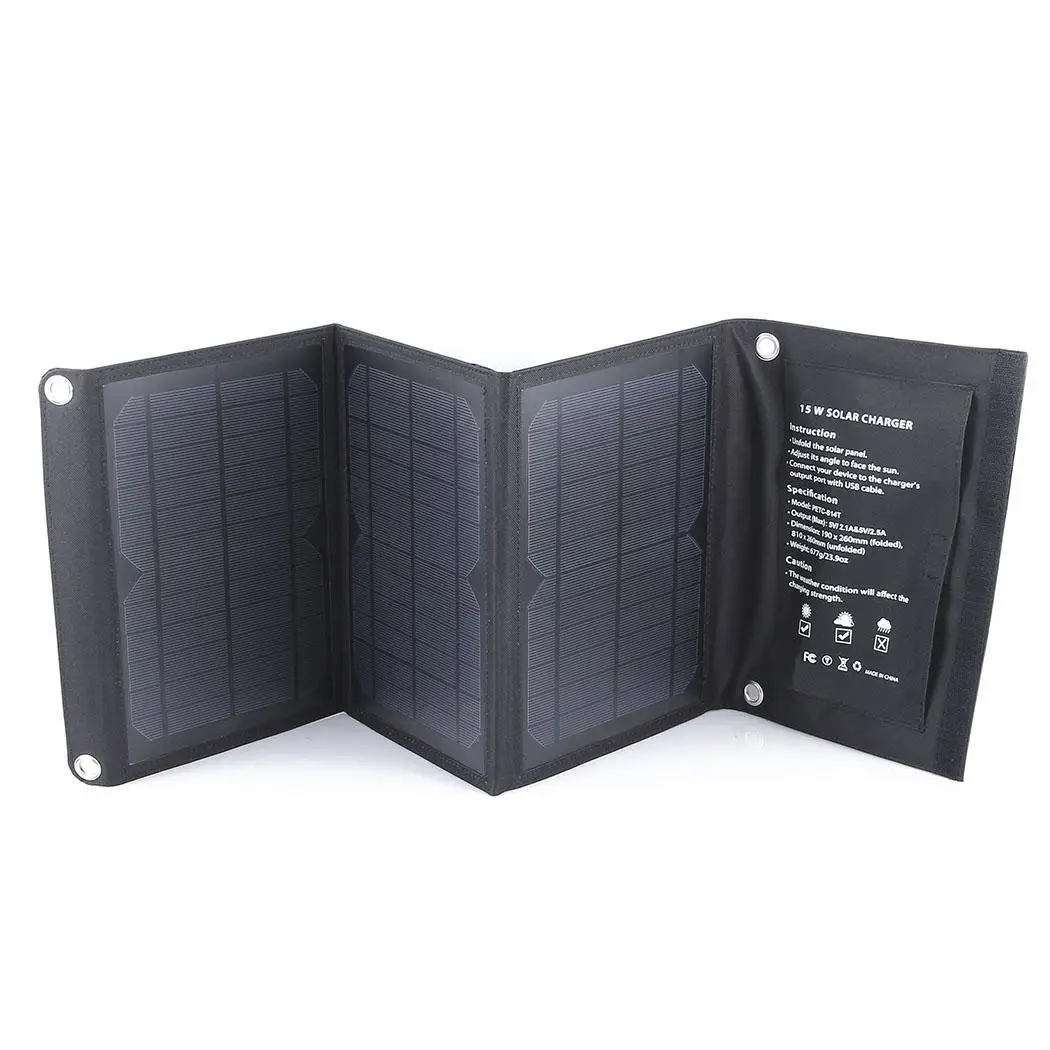 Портативное солнечное зарядное устройство с двумя usb портами 15 Вт