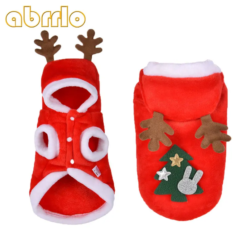 Одежда для собак abrlo рождественское красное теплое пальто с капюшоном щенков