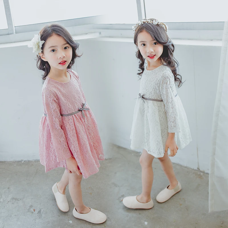 Новые модные весна-осень От 2 до 8 лет Детская одежда кружевное платье для девочек