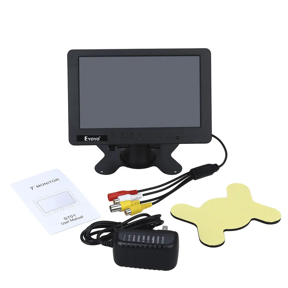 Eyoyo S701 7&quot inch LCD TFT Color Monitor Display Video Audio BNC AV CVBS Input DC 12V For Car TV DVR Built-in Speaker | Безопасность