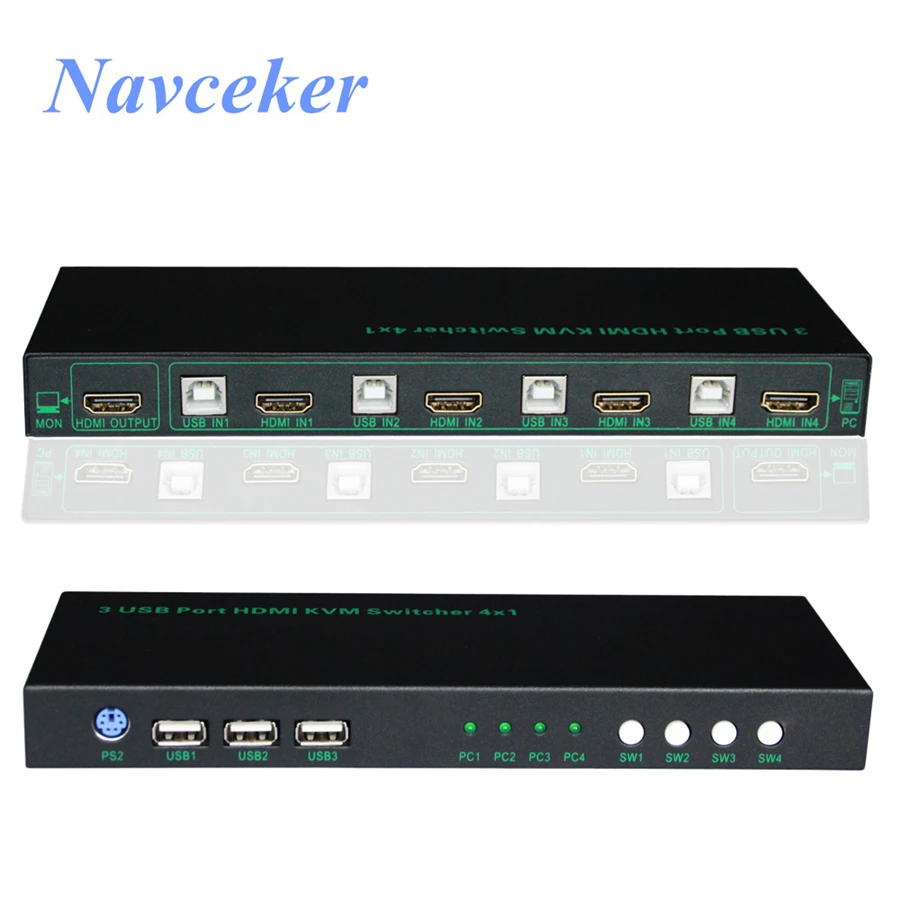 2018 новый 2 порта KVM коммутатор HDMI 4 USB К PS/2 Поддержка горячий ключ 0 2/4 порта|Кабели