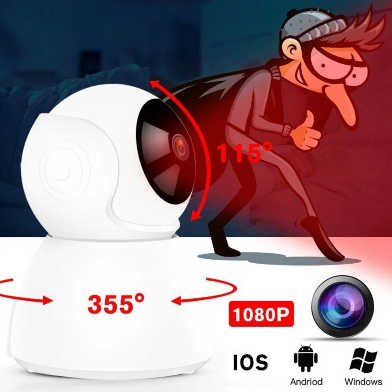 720P умная IP камера веб видеокамера с углом обзора 360 градусов Wi Fi беспроводное