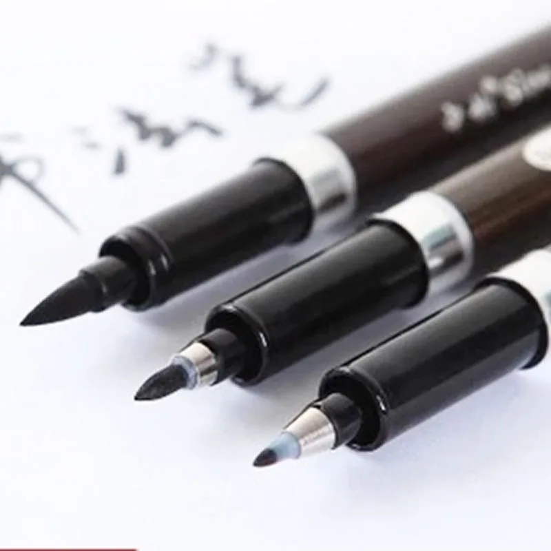 

3 pcs/lot Calligraphy Pen Japan Material Brush for Signature Chinese Words Learning Stationery Art Marker Pens School Supplies