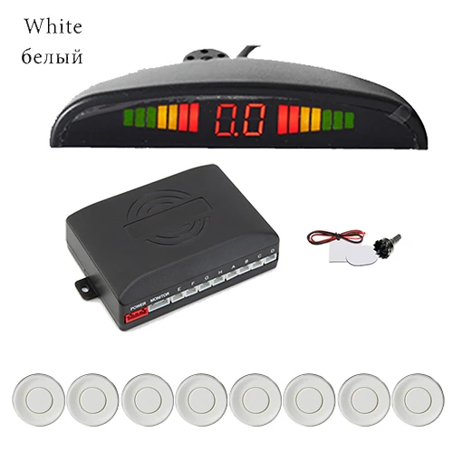 LED White Hipppcron комплект автомобильных датчиков парковки 8 датчиков s 22 мм подсветка lcd/светодиодный дисплей обратный резервный Радар монитор детектор системы 6 цветов - Название цвета: LED White