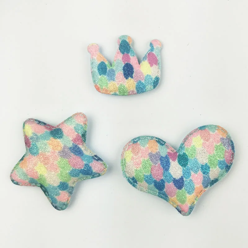 30 шт. гулитровая Корона/сердце/звезда аппликации для рукоделия/заколки волос