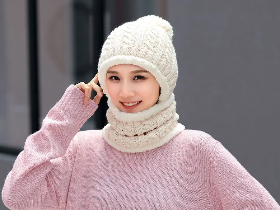MAERSHEI зимние Skullis Beanies набор шапки и шарфа с помпоном для женщин и мужчин шерстяная шапка s Балаклава маска Gorras Bonnet вязаная шапка