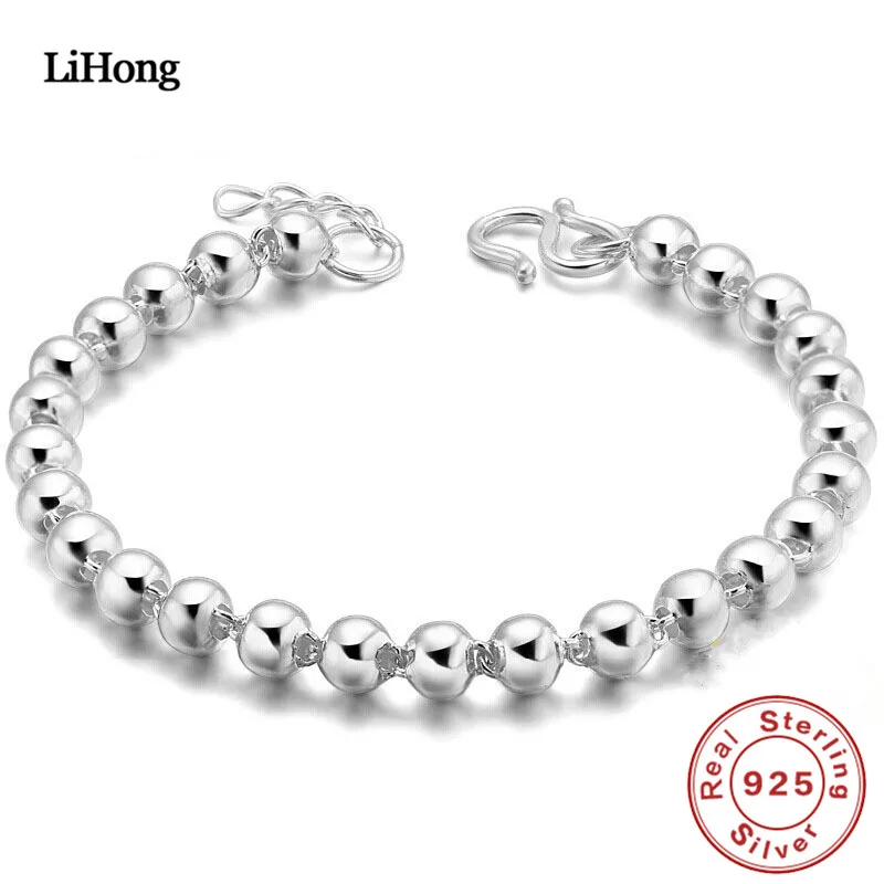 100% Серебряный 990 серебряный браслет из бисера Женский и детский серебряные