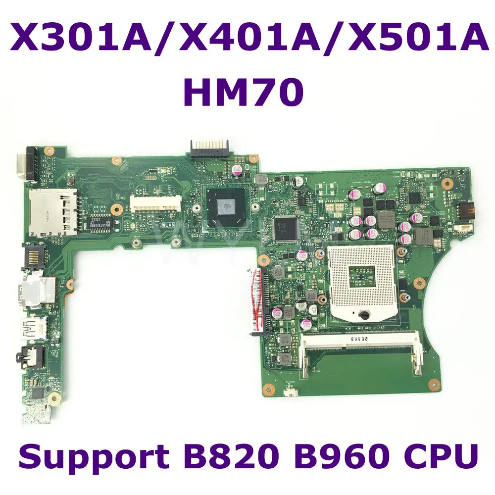 X501A SLJNV HM70 Поддержка B820 B960 Процессор Материнская плата Asus X401A X301A ноутбука DDR3 PGA989