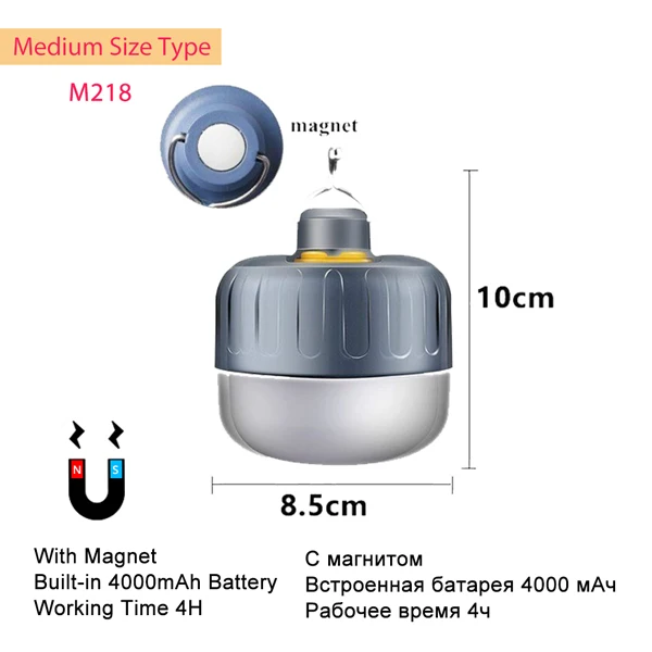 4000mAh Magnet 7200 мАч портативный фонарь для кемпинга, лампа для палатки, светильник для аварийного чтения, лампы для ремонта, водонепроницаемый подвесной магнит, светильник-вспышка, DC Interfac - Мощность в ваттах: 4000mAh Magnet