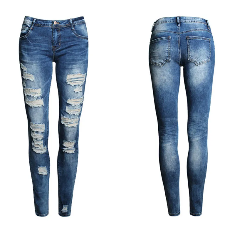 2017 Бойфренд Джинсы Женщин Карандаш Брюки Дамы Повседневные Стретч Узкие Женские