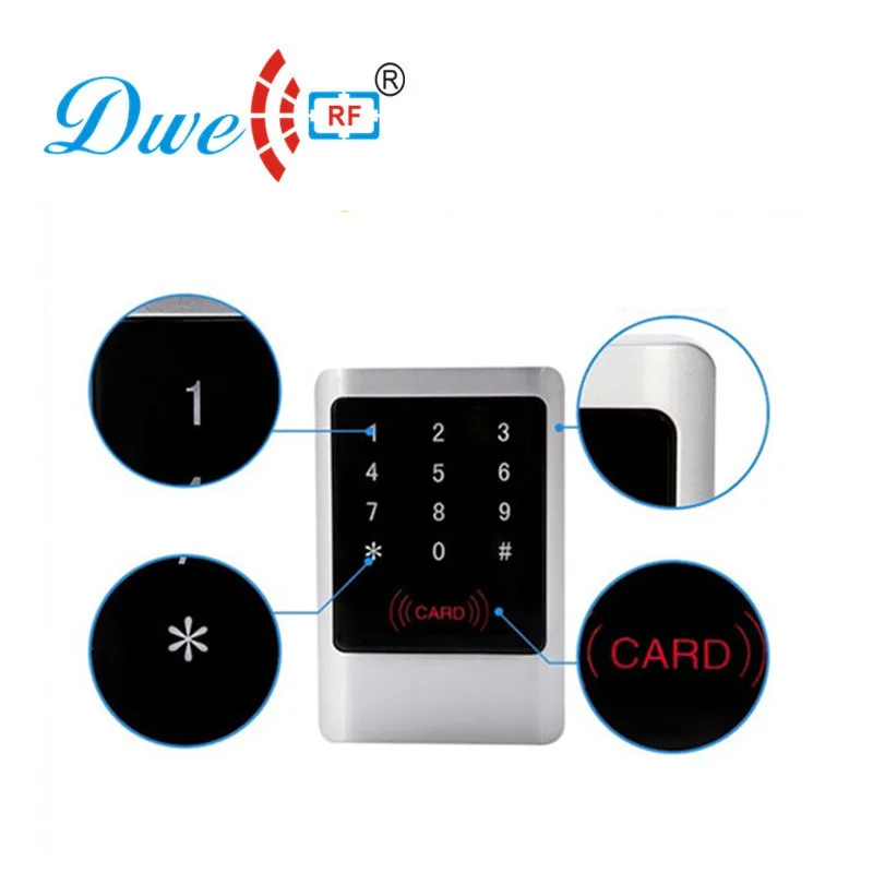 Silver and black touch screen keyboard rfid reader EMID proximity door enter control with 5 pieces card free | Безопасность и