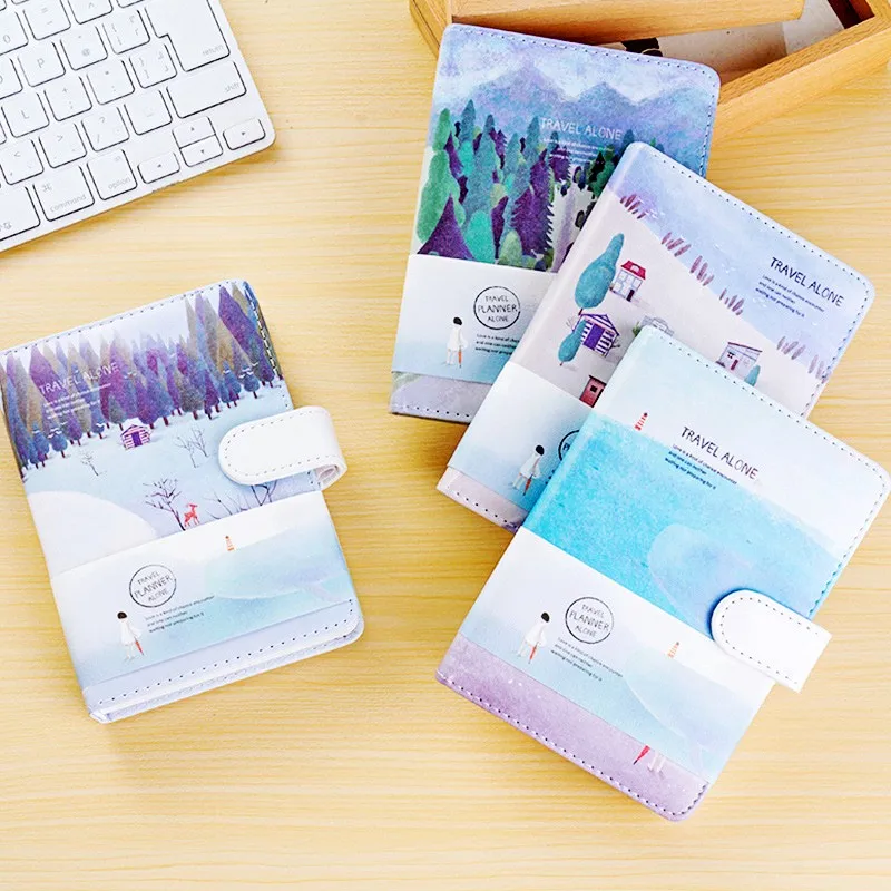 Милые канцелярские принадлежности кожаный блокнот пустые цветные страницы