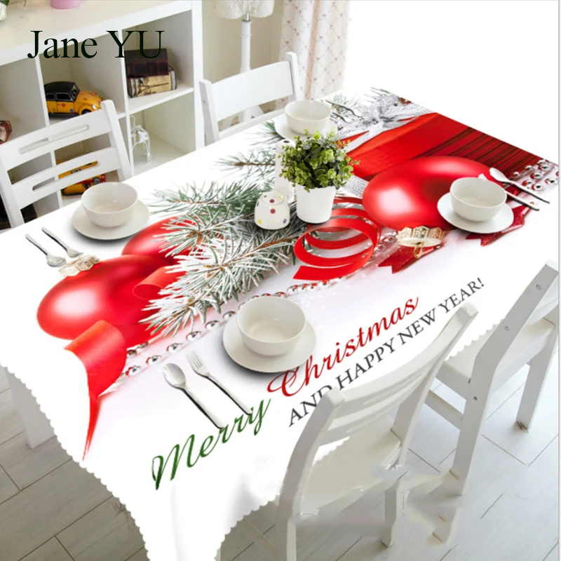 

JaneYU Pine branches Christmas fruit dust-proof bedside table cloth 3D tablecloth mat environmental protection tasteless
