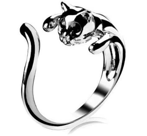 Женские кольца с открытым ртом и котом регулируемые дизайнерские модные
