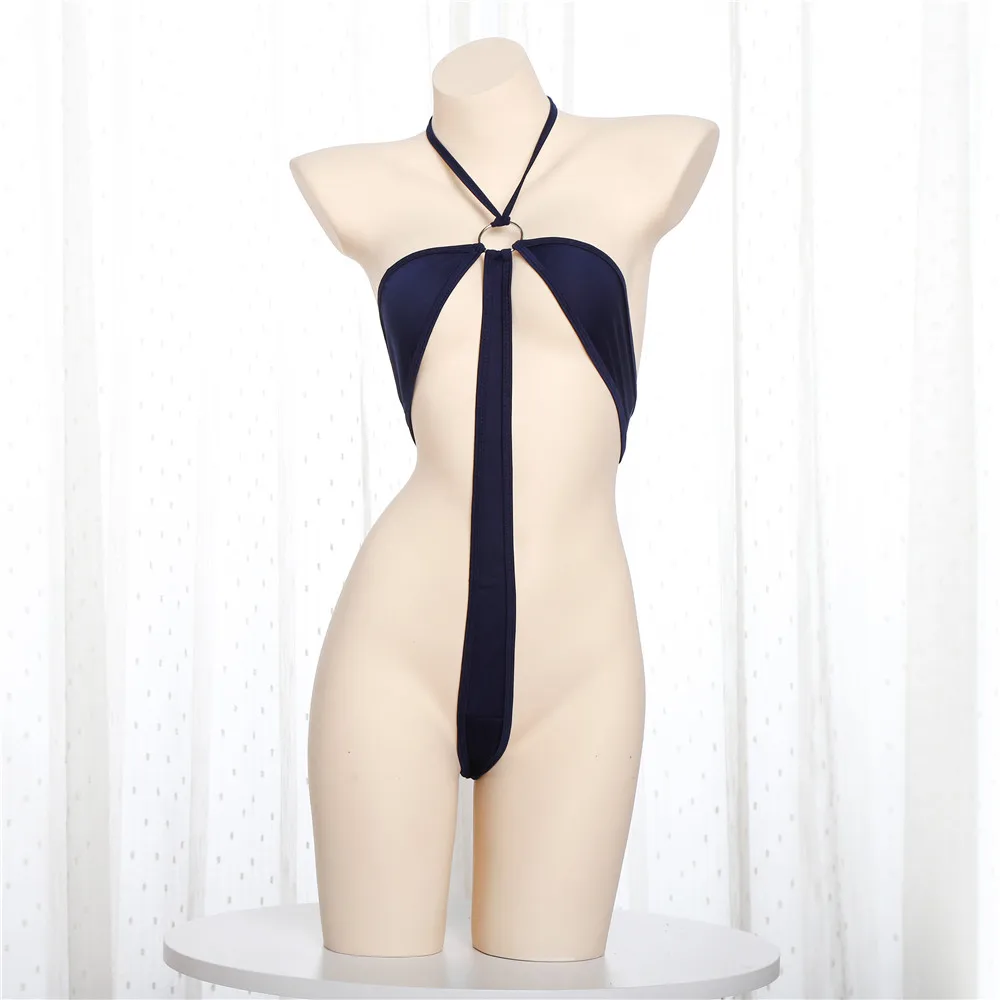 Бикини 2019 пикантные с подвесным воротником кружевные стринги металлическим