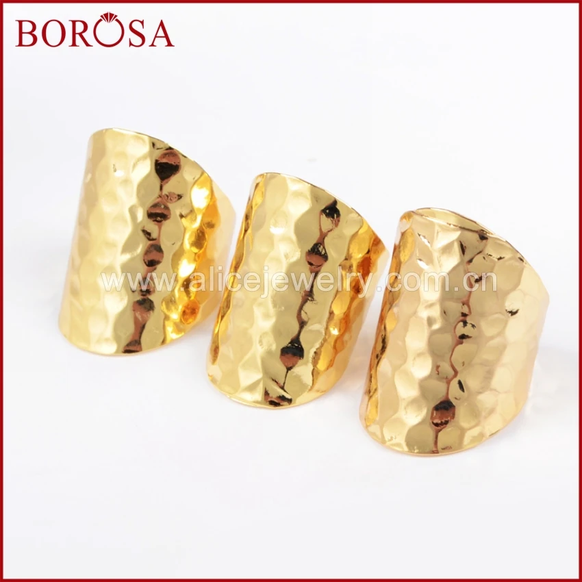 

BOROSA 10 PCS Gold Color Ring Blank With With Decorative Pattern PJ029-G