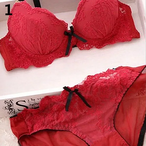 Женский комплект нижнего белья пуш ап трусики с цветочной вышивкой и бантом|bra