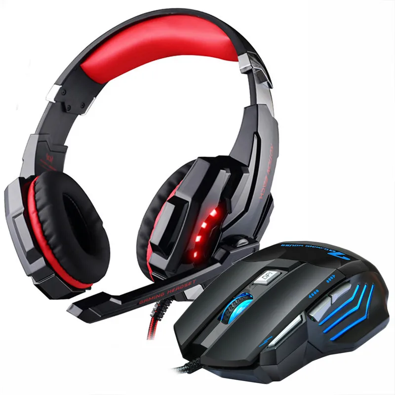 G9000 red mmr3 Игровые наушники, гарнитура, проводные стерео наушники с микрофоном, большие наушники+ игровая мышь, 5000 точек на дюйм, мыши, проводные USB для ПК Pro Gamer - Цвет: G9000 red mmr3
