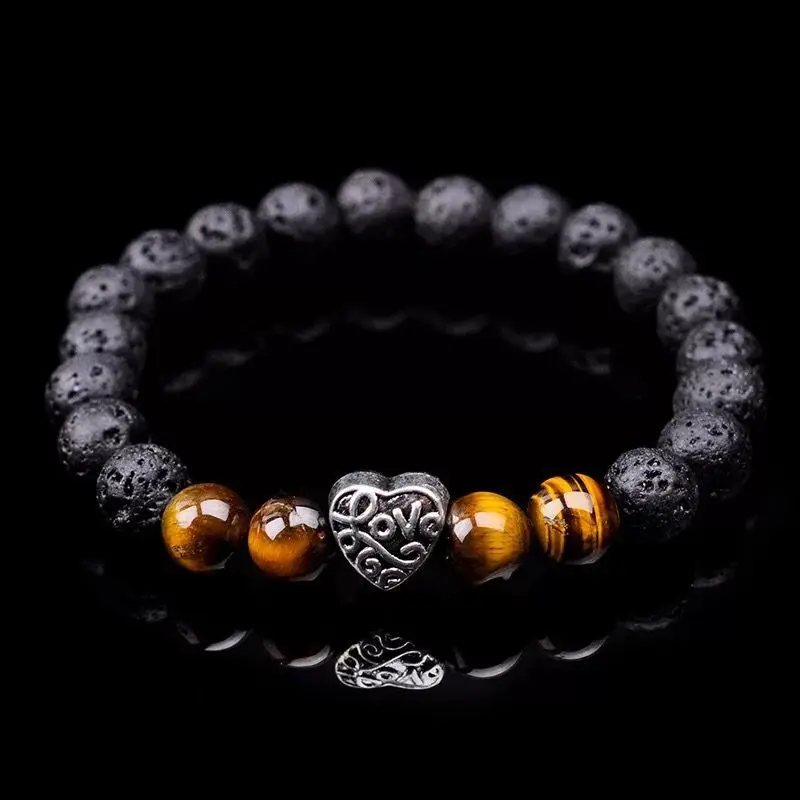 Natural Stone Mix Lava Beads Bracelets Bangles Healing 8MM Reiki Buddha Prayer For Women Men Couple Jewelry | Украшения и