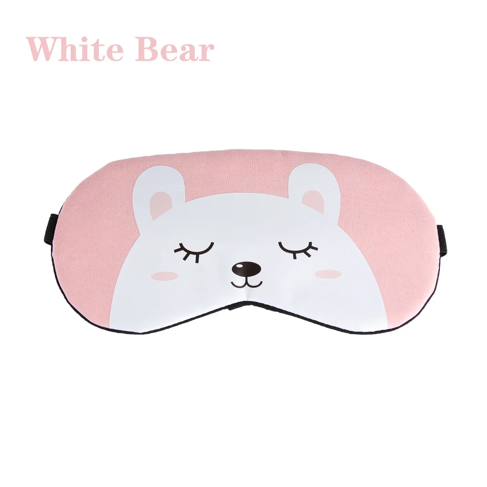 White Bear 1 шт., милая 3D маска для сна, натуральная маска для глаз, маска для век, повязка для глаз, мягкая переносная повязка на глаза для женщин, дорожная повязка на глаза - Цвет: White Bear