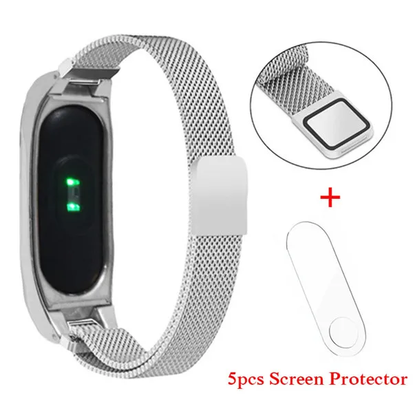 Silver add film Mi lanese металлический ремешок для Xiaomi mi Band 2 Смарт-часы Безвинтовой браслет из нержавеющей стали для Xiaomi mi band 2 Широкие ремешки - Color: Silver add film