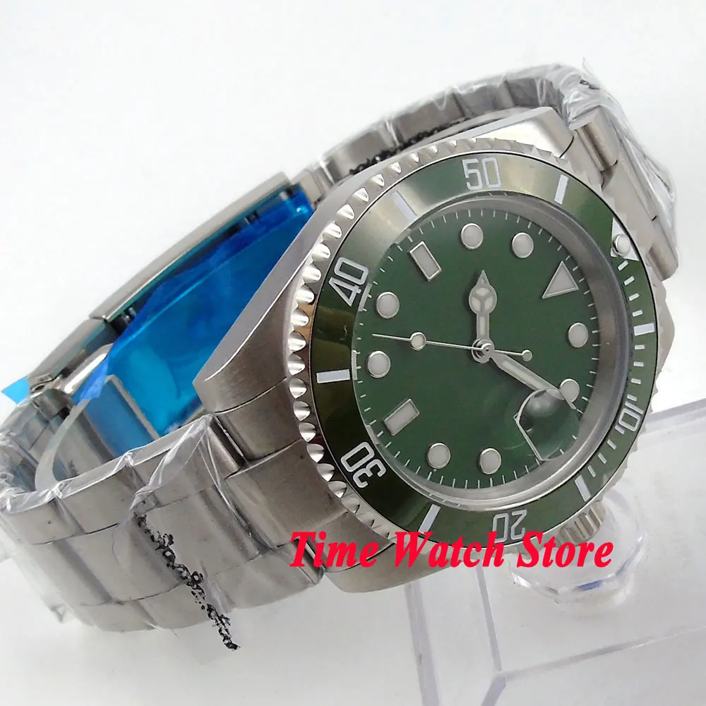 Bliger 40 мм белый циферблат светящийся стеклянный керамический ободок