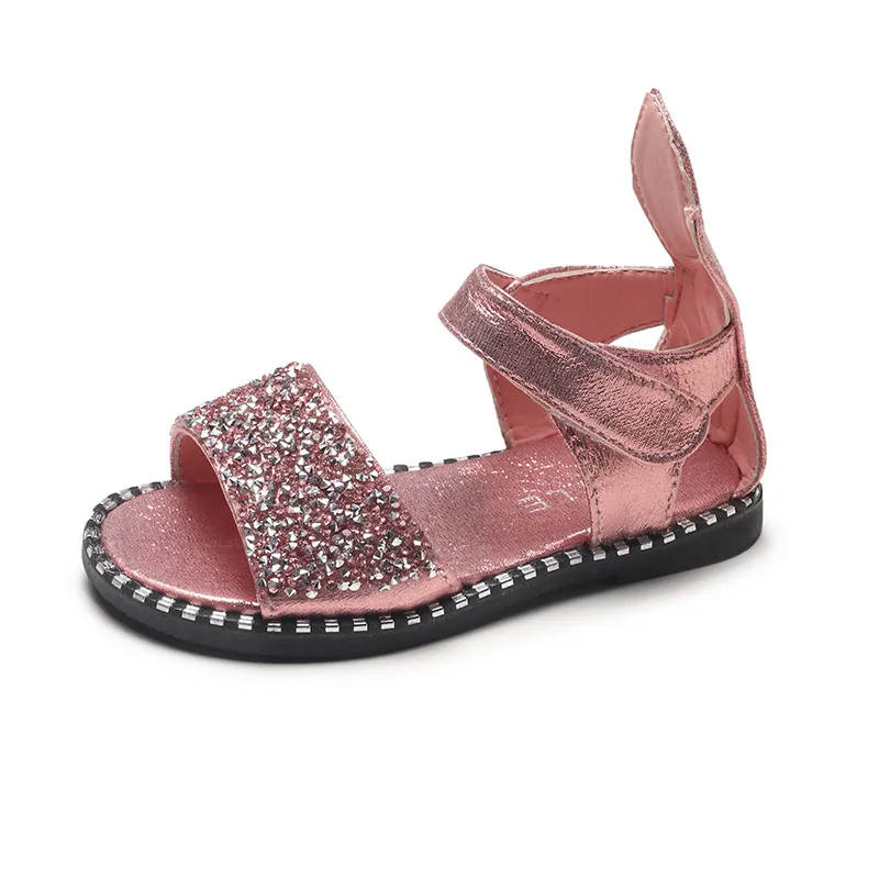 2019 new summer children's shoes sequins soft bottom princess baby girls sandals kids flats Kids Cartoon Sandals | Детская одежда и