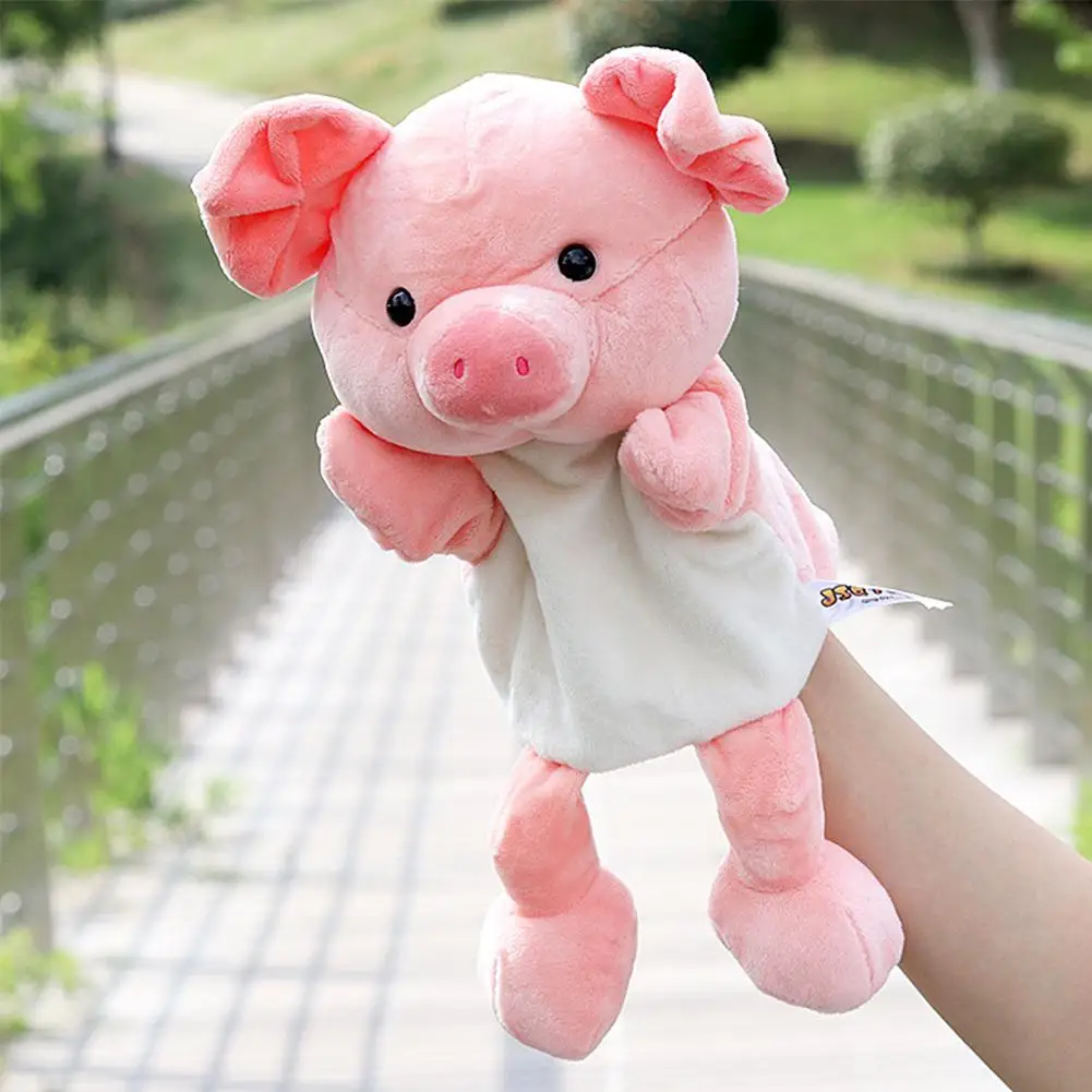 Animal Hand Puppet Dolls Plush Pig Panda Hand Doll Learning Baby Toys Puppets 30cm Hand Puppets Plush Game Doll Stuffed Toy