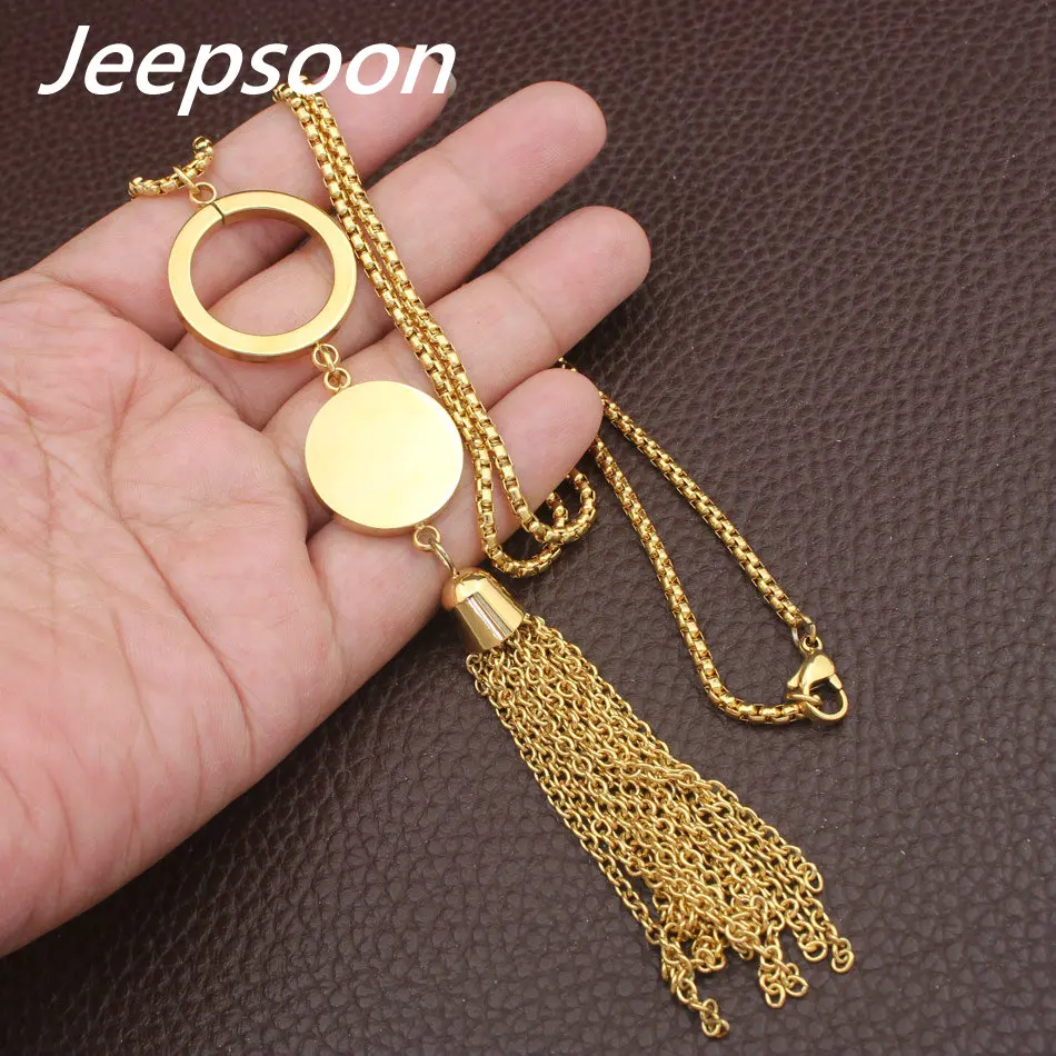 Jeepsoon модные ювелирные изделия из нержавеющей стали для женщин 700 мм Длинный