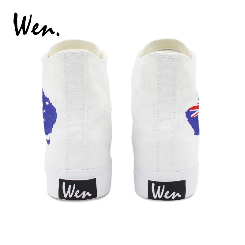 Wen Австралийский Флаг Карта Дизайн Белые холщовые туфли студенческие кроссовки